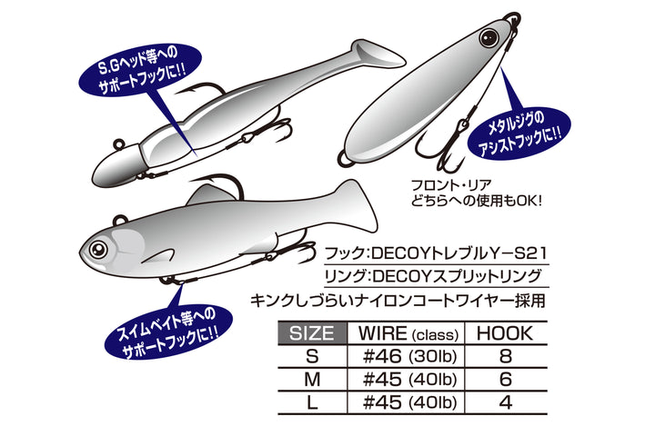 Decoy WA-21 Wire Treble Assit - JapanFish